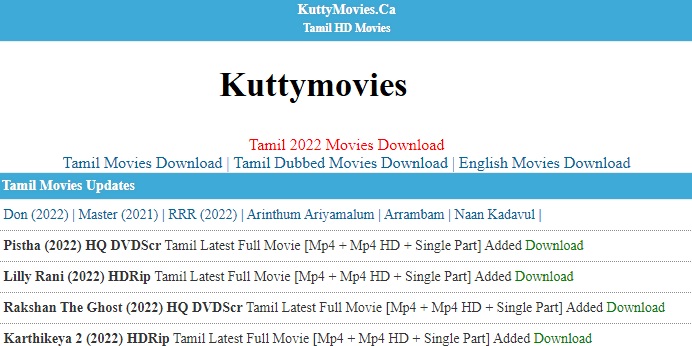 Kuttymovies 2022 HD Tamil Movies Free Download